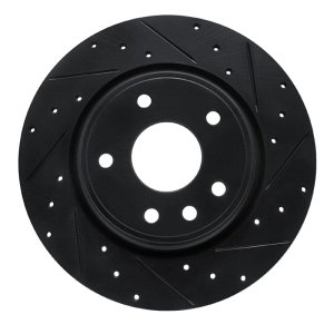 Chrysler Voyager Brake Rotor (1) - Rear Right - R1 Concepts - Drilled & Slotted - Black - `17-`25